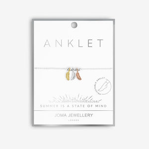 Joma Jewellery | Three Tone Feathers Anklet