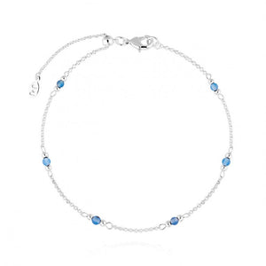 Joma Jewellery | Birthstone Anklet | March Aqua Crystal