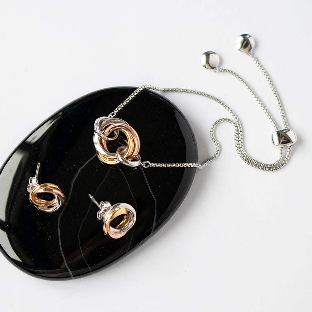 Kit Heath | Bevel Trilogy Silver, Gold & Rose Toggle Bracelet