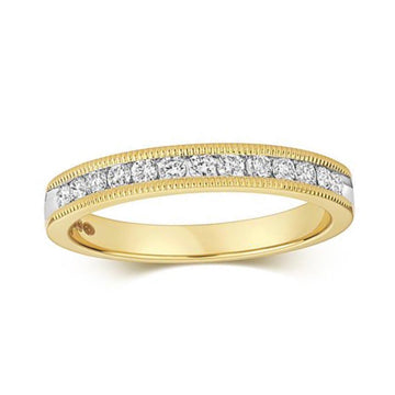 9ct Yellow Gold Diamond Eternity Ring with Millegrain Detailing