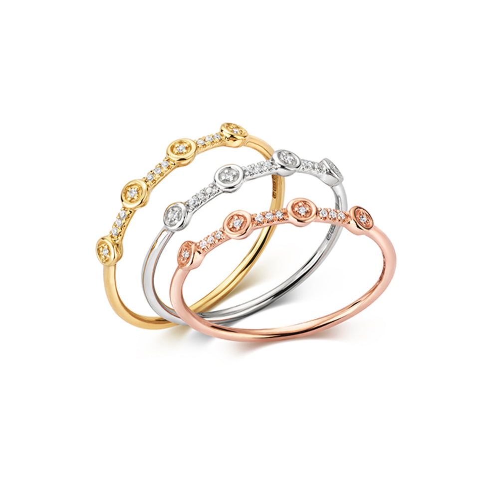 9ct Gold Diamond Ring Set Of Three