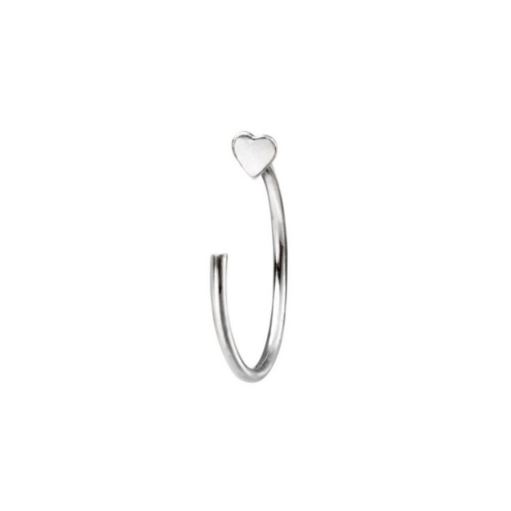 Sterling Silver Nose Ring with Heart Stud