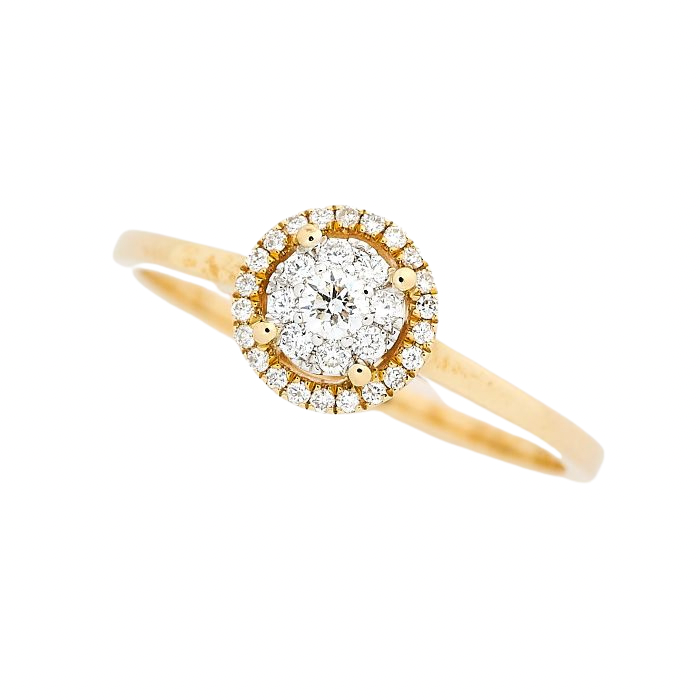 
            
                Load image into Gallery viewer, 9ct Yellow Gold Diamond Halo Engagement Ring
            
        