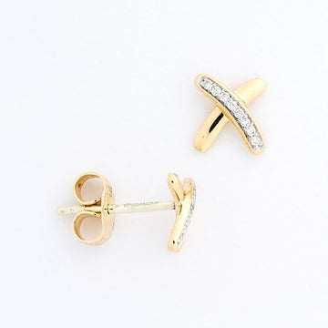 9ct Yellow Gold Diamond Kiss Earrings