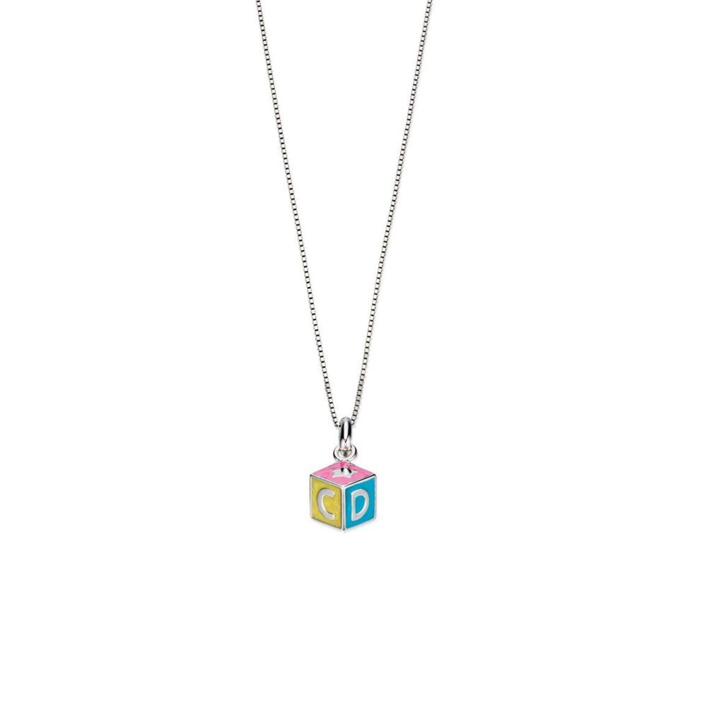 D for Diamond Children’s ABC Enamel Cube Necklace - Maudes The Jewellers