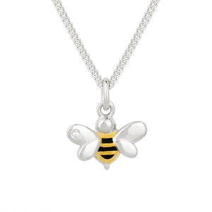 D For Diamond Silver Bee Necklace