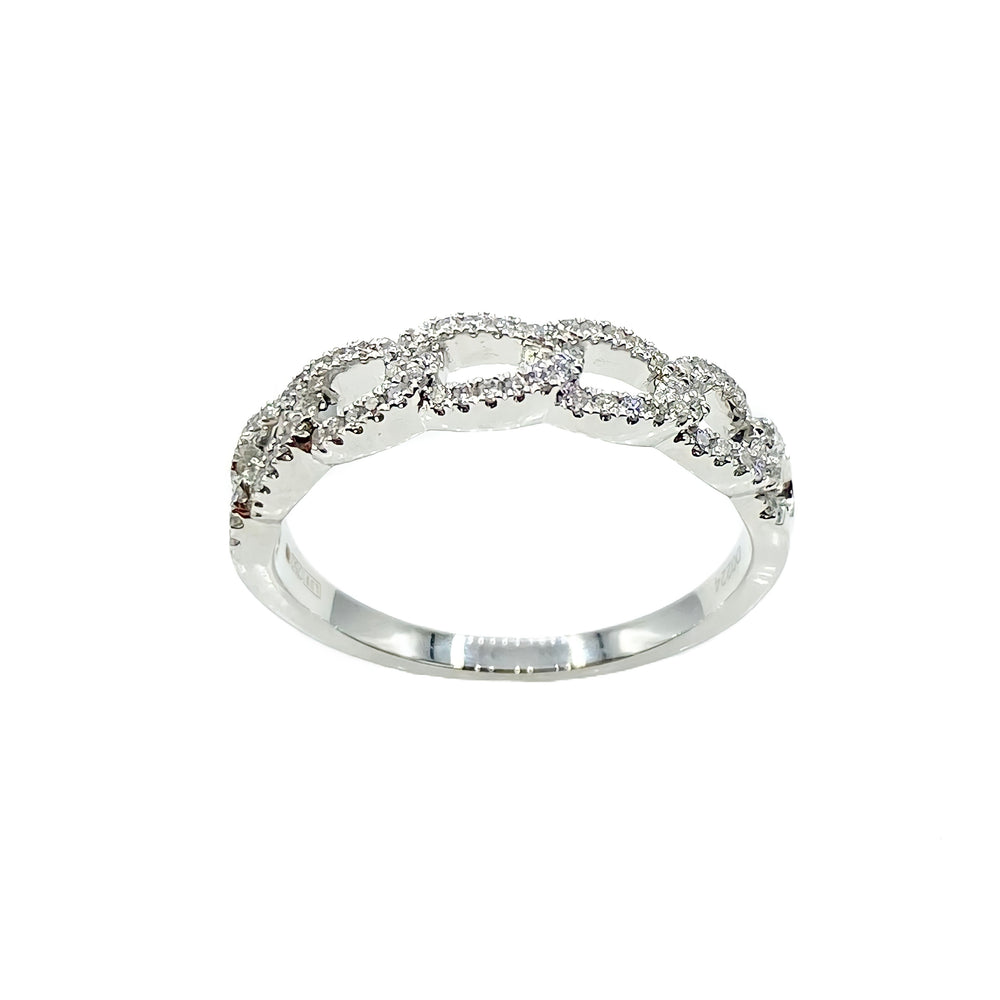 18ct White Gold and Diamond Chain Ring - Maudes The Jewellers