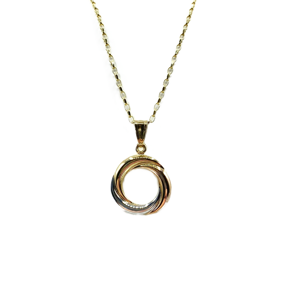 9ct Three Colour Gold, Open Knot Pendant and Chain - Maudes The Jewellers