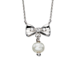D for Diamond Children’s Sterling Silver Bow and Pearl Necklace - Maudes The Jewellers