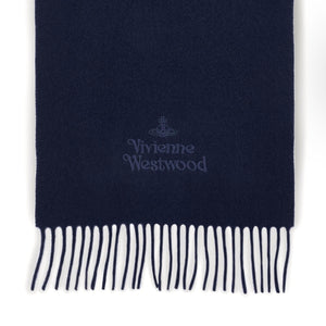 Vivienne Westwood Embroidered Lambswool Scarf | Navy Blue