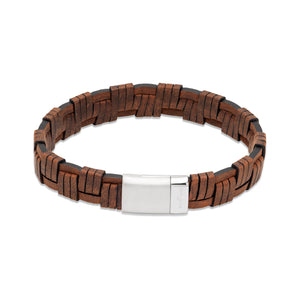 Unique & Co | Dark Brown Leather Bracelet with Matte/Polished Steel Clasp