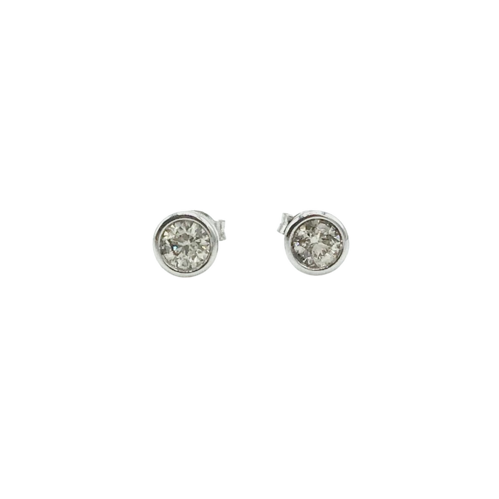 18ct White Gold, Diamond Solitaire Earrings - Maudes The Jewellers
