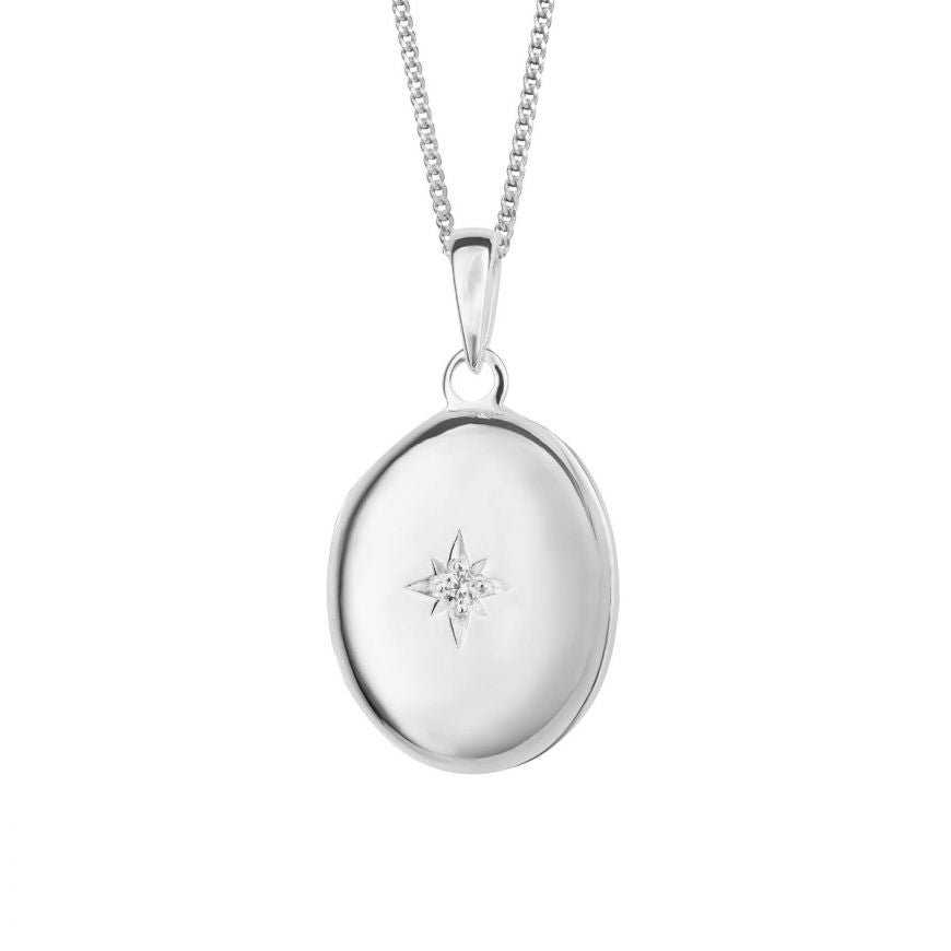 Sterling Silver Oval Locket Pendant (no chain)