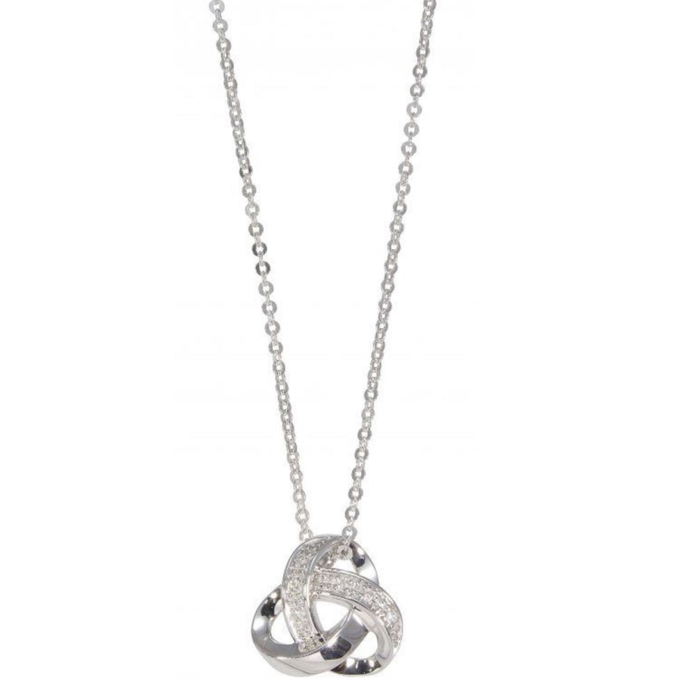 9ct White Gold Diamond Love Knot Pendant and Chain - Maudes The Jewellers