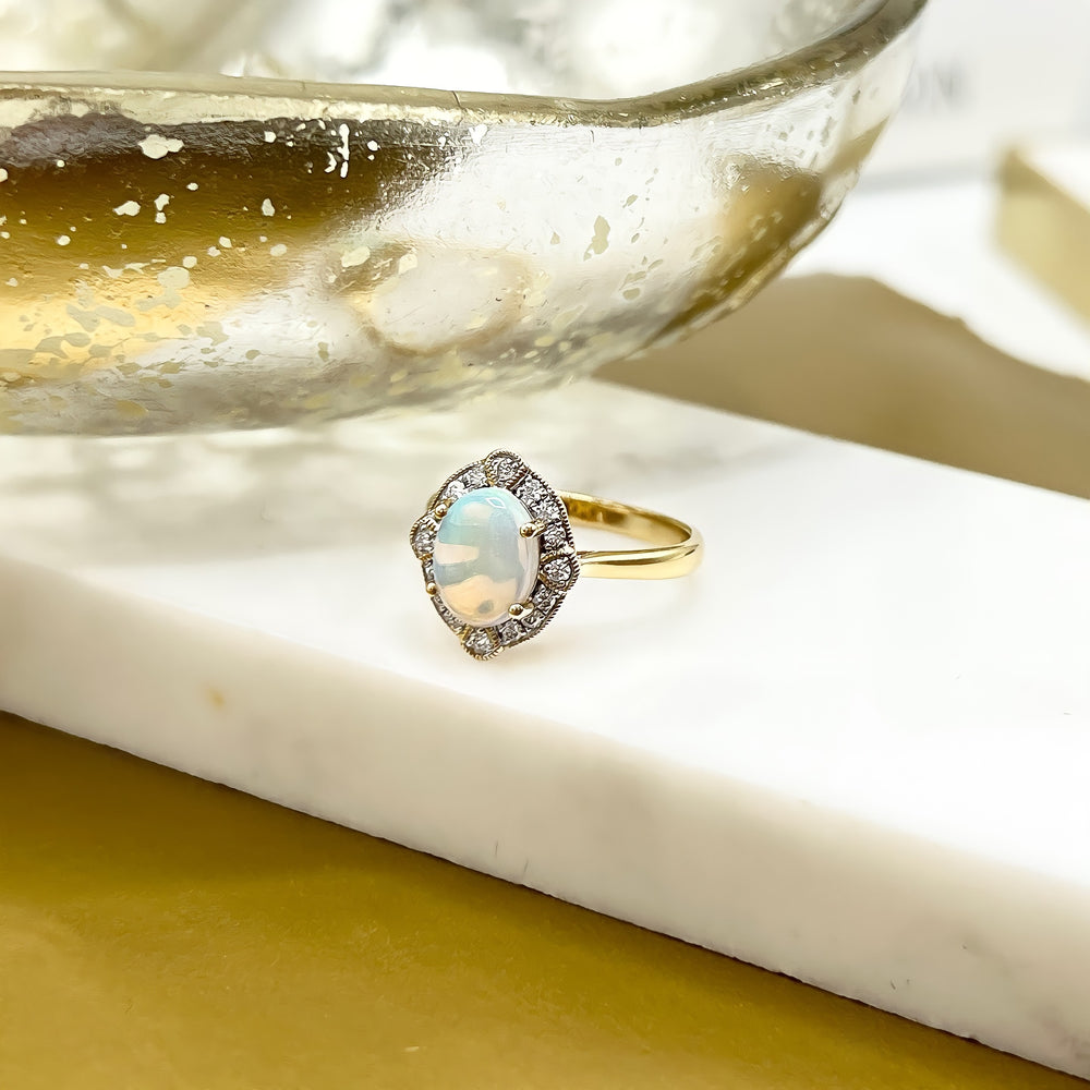 
            
                Load image into Gallery viewer, 18ct Yellow Gold, Opal and Diamond Ring - Maudes The Jewellers
            
        