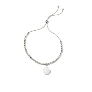 Sterling Silver Ball Bracelet With Engravable Disk