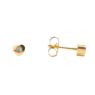 Studex Tiny Tips CZ 4mm Heartlite Stud Earrings