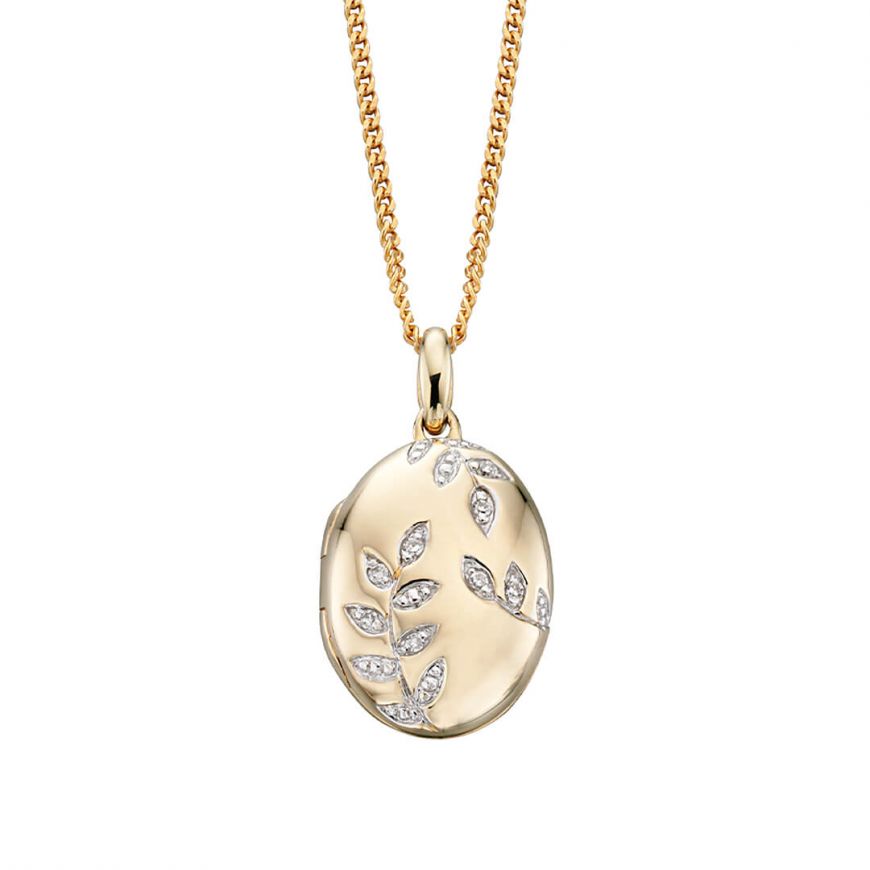 9ct Yellow Gold Oval Diamond Locket