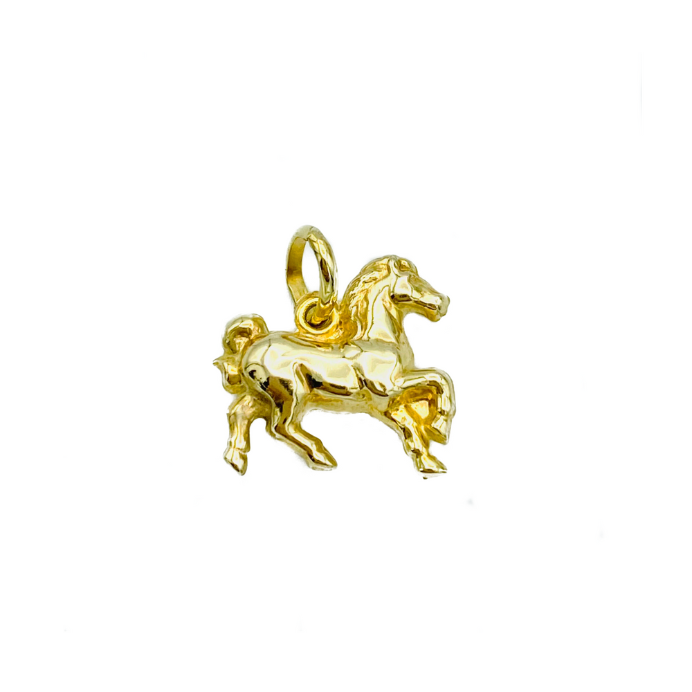 9ct Yellow Horse Charm Pendant (No Chain)