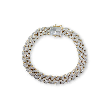 9ct Yellow Gold and Diamond Curb Chain Bracelet