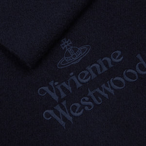 Vivienne Westwood Embroidered Lambswool Scarf | Navy Blue
