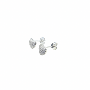 Sterling Silver Heart shaped CZ Stud Earrings