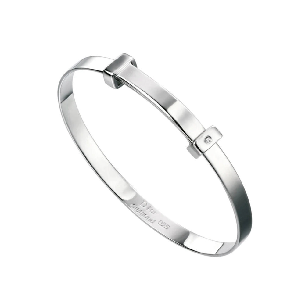 D for Diamond | Children’s Classic Sterling Silver Baby Bangle