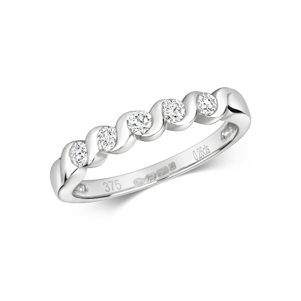 
            
                Load image into Gallery viewer, 9ct White Gold Diamond Half Eternity Ring
            
        