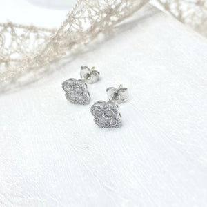 18ct White Gold, Diamond Flower Stud Earrings