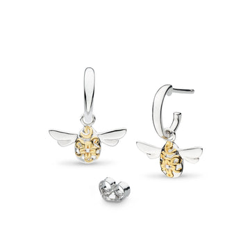 Kit Heath | Blossom Flyte Honey Bee Semi Hoop Drop Earrings