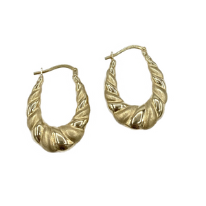 
            
                Load image into Gallery viewer, 9ct Gold Yellow Gold Oval Hoop Earrings
            
        