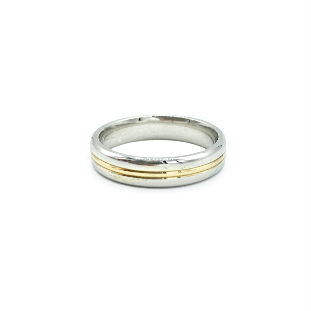 9ct Yellow and White Gold Wedding Ring 4mm