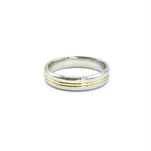 
            
                Load image into Gallery viewer, 9ct Yellow and White Gold Wedding Ring 4mm
            
        