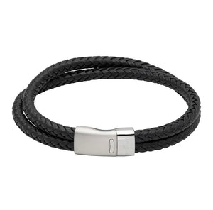 Unique & Co | Black Leather Bracelet with Stainless Steel Clasp