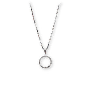 9ct White Gold Diamond Circle Pendant and Chain