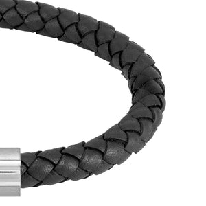 Boss | Gents Black Braided Leather Bracelet