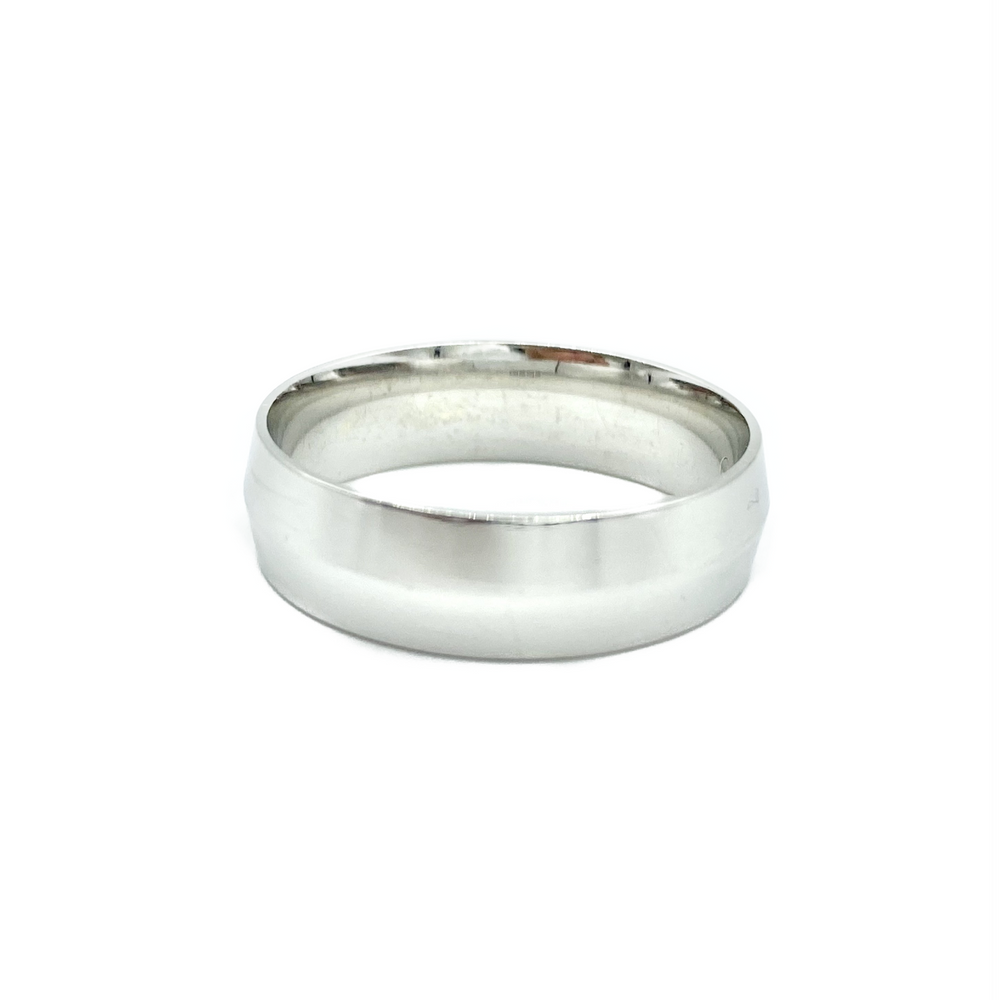 9ct White Gold Angular Shaped Gents Wedding Ring