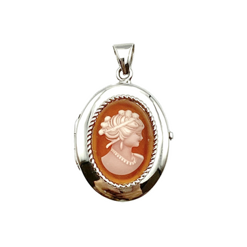 9ct White Gold Cameo Locket (No Chain)