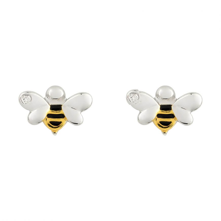 
            
                Load image into Gallery viewer, D For Diamond Silver Bee Stud Earrings
            
        