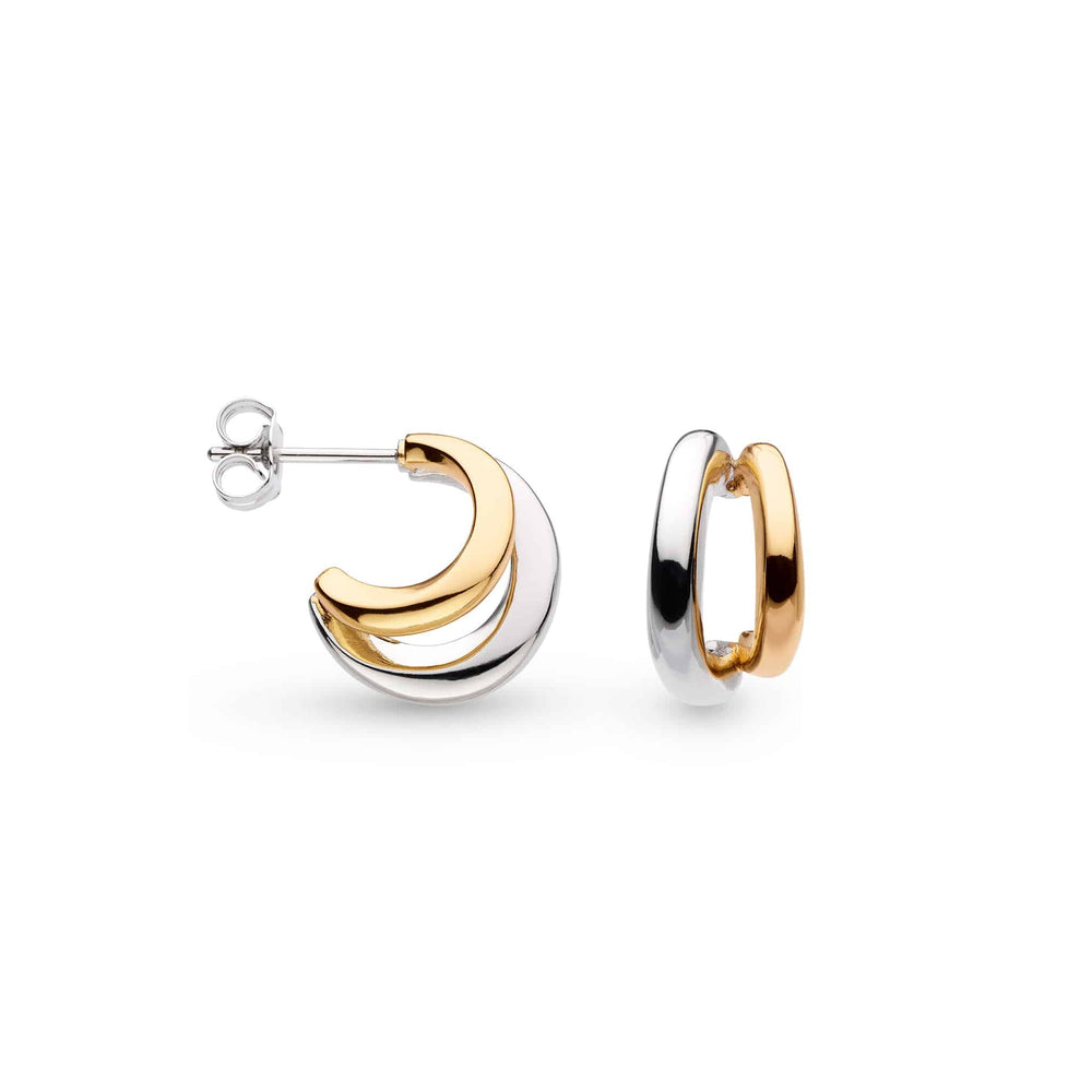 Kit Heath | Bevel Cirque Link Golden Twin Hoop Earrings