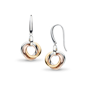 Kit Heath | Bevel Trilogy Gold & Rose Gold Drop Earrings