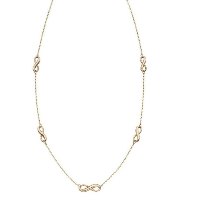9ct Yellow Gold Infinity Station Necklace