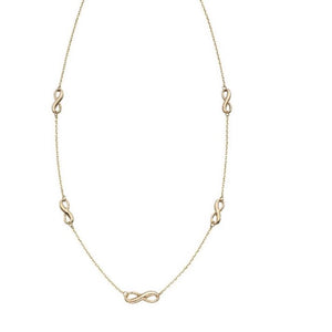9ct Yellow Gold Infinity Station Necklace