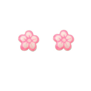 
            
                Load image into Gallery viewer, Sterling Silver Pink Enamel Flower Stud Earrings - Maudes The Jewellers
            
        