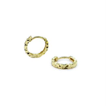 9ct Yellow Gold Diamond Cut Huggie Hoop Earrings