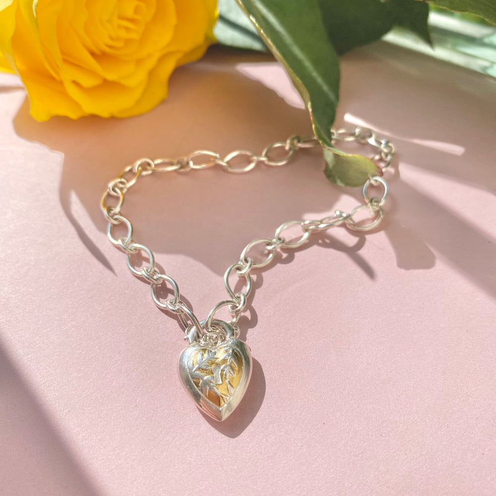 Heart Lock Bracelet With Yellow Gold Plating