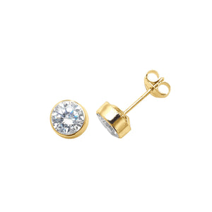 9ct Yellow Gold CZ Stud Earrings