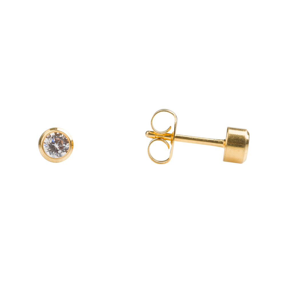 
            
                Load image into Gallery viewer, Studex Tiny Tips 3mm CZ Bezel Stud Earrings
            
        