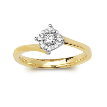 9ct Yellow Gold, Diamond Illusion Solitaire Ring