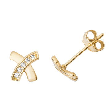9ct Yellow Gold CZ Stud Earrings